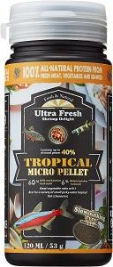 Ultra Fresh Tetra Fish Food, Slow Sinking, All Natural Ingredients, Wild Sword Prawns, Spirulina, Color Enhancement, Small Granules , Tropical Micro Pellet